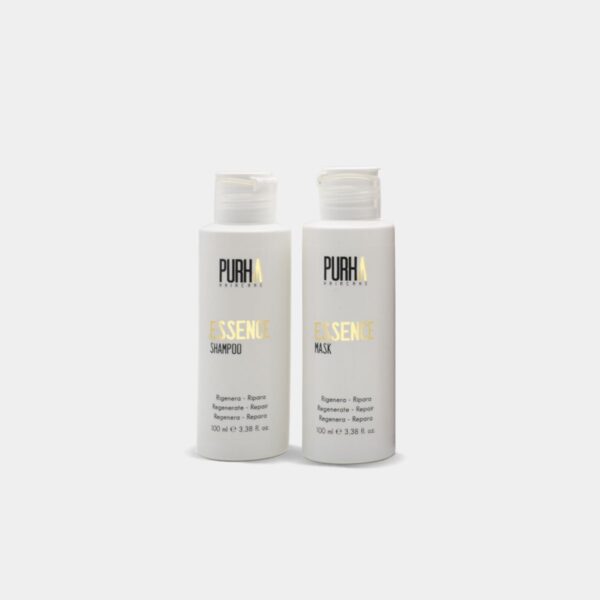 Kit ricostruzione capelli danneggiati Essence Purha Haircare kit essence shampoo maschera