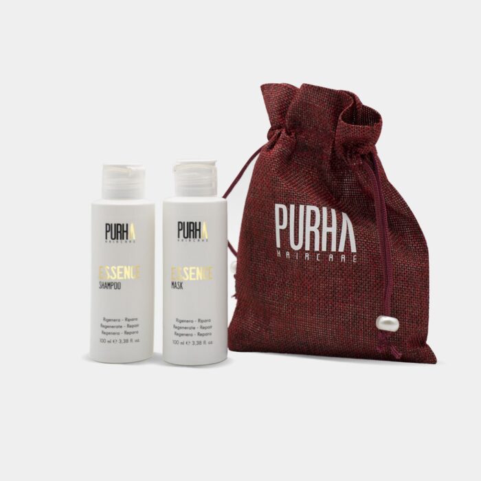 Kit ricostruzione capelli danneggiati Essence Purha Haircare kit essence shampoo maschera gift