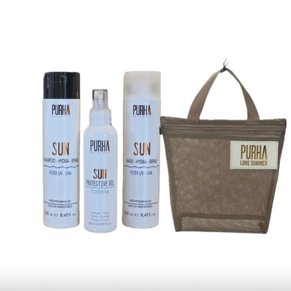 Kit Solare con Borsa Mare Traforata Purha Purha Haircare 3
